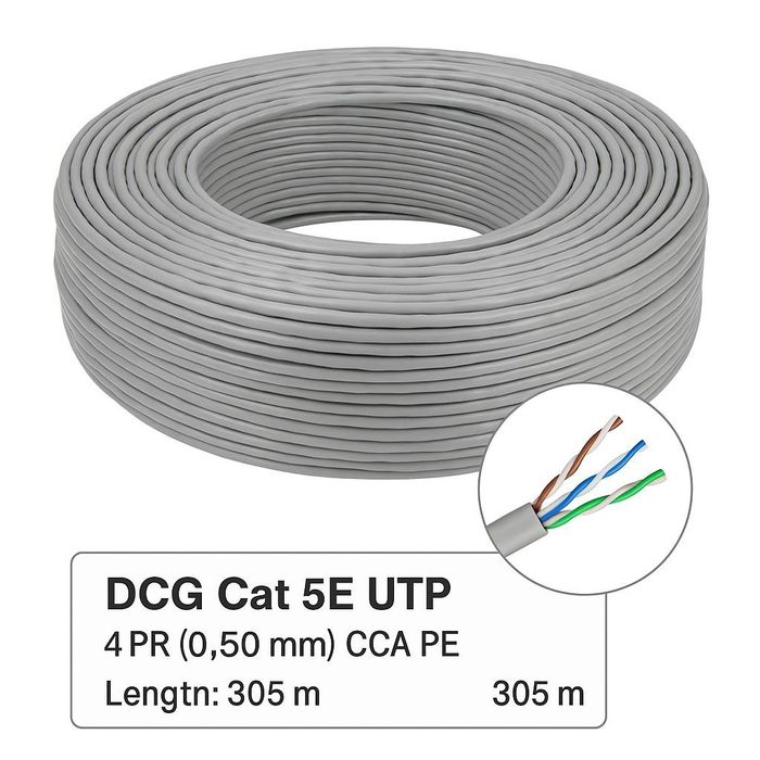 Витая пара DCG внутрішній UTP CAT-5E PVC CCA 4*2*0,50 305м