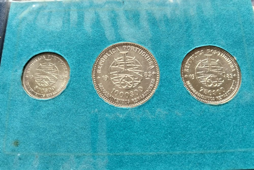 Carteira BNC 3 Moedas Prata 1983 Arte Ciência Tecnologia Estado Nova