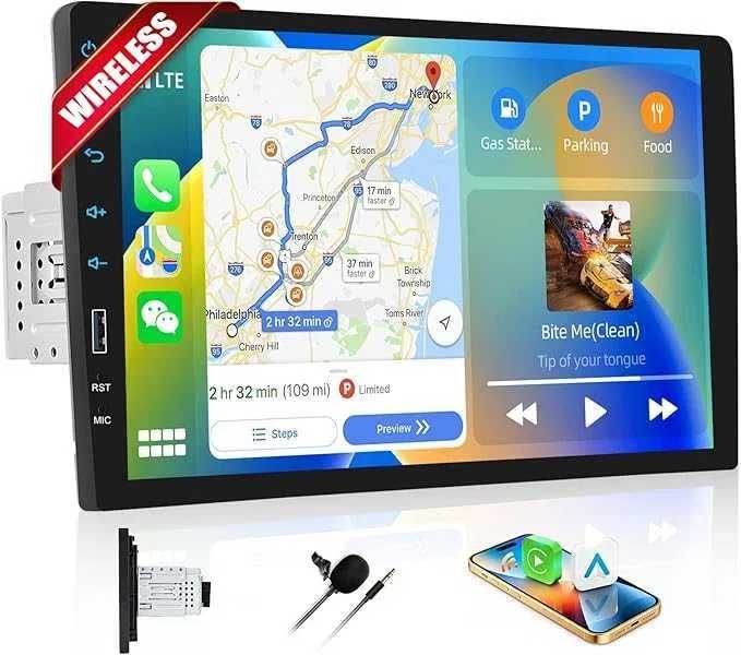 CAMECHO Radio samochodowe 1 DIN z Carplay Wireless Android ekran 9