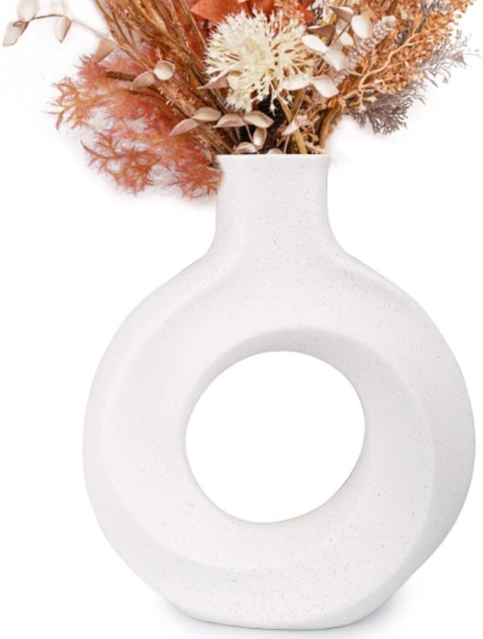 Ceramiczny wazon biały 22cm na suche kwiaty