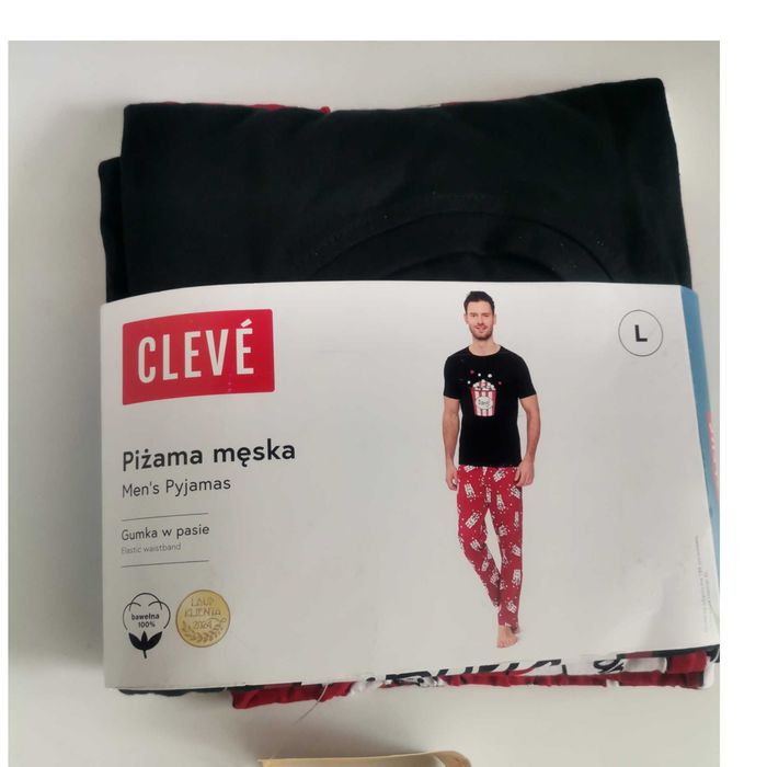 Nowa piżama męska L popcorn piżama
