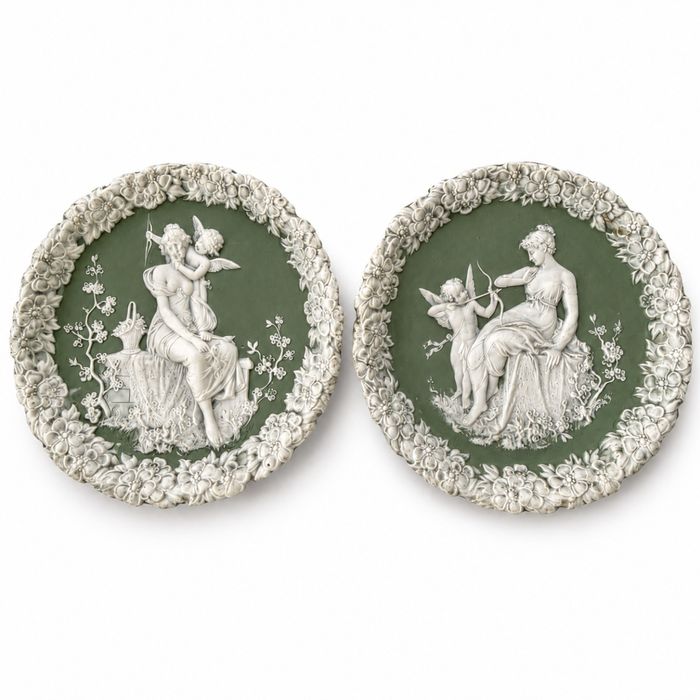 Porcelana - 2 Placas de parede - Venus e Cupido - Schafer & Vater