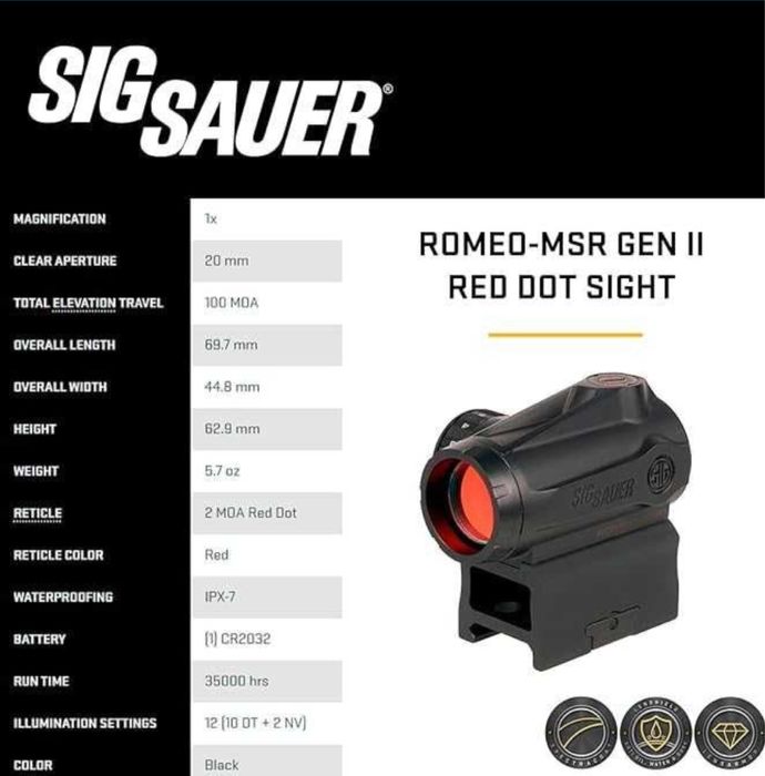 Колiматор Sig Sauer Romeo5 gen2 MOA та магнiфер Juliet5Х-Micro 5X22MM