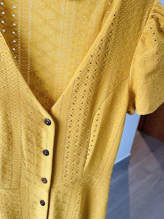 Vestido longo amarelo torrado Springfield