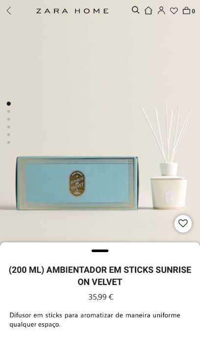 (200 ML) Ambientador em Sticks Sunrise on Velvet Zara Home
