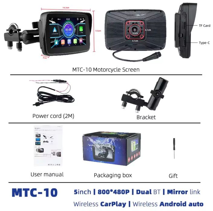 Navegador Carplay Android Auto para Moto 5 polegadas Mtc-10 NOVO