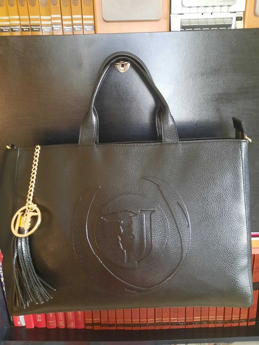 Torebka torba teczka Trudsardi Jeans czarna skóra  ekologiczna