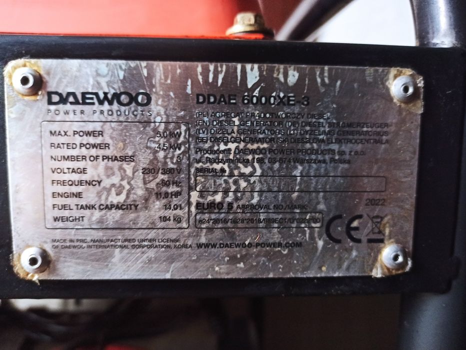 Генератор дизельний DAEWOO DDAE 6000 XE-3