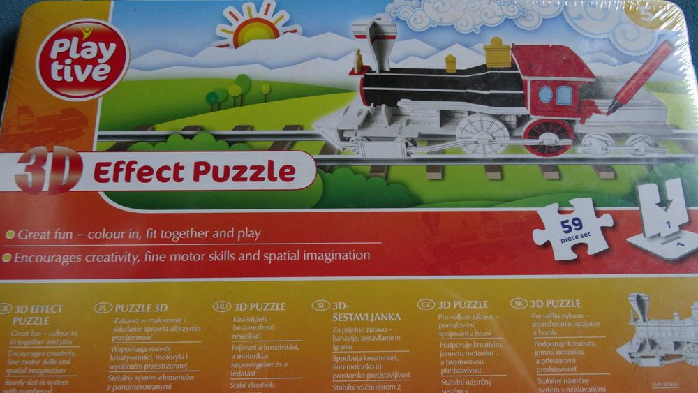 Puzzle 3 D do kolorowania- lokomotywa