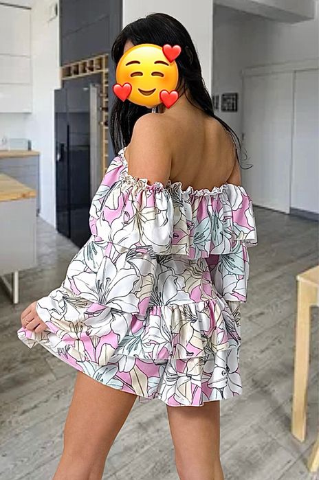 Kombinezon w kwiaty hiszpanka z paskiem calia (Nowy)