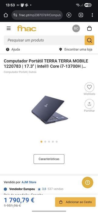 Portátil 17 Terra Mobile I7 RTX