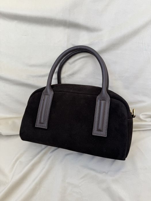 Шоколадна жіноча замшева сумка-тоут