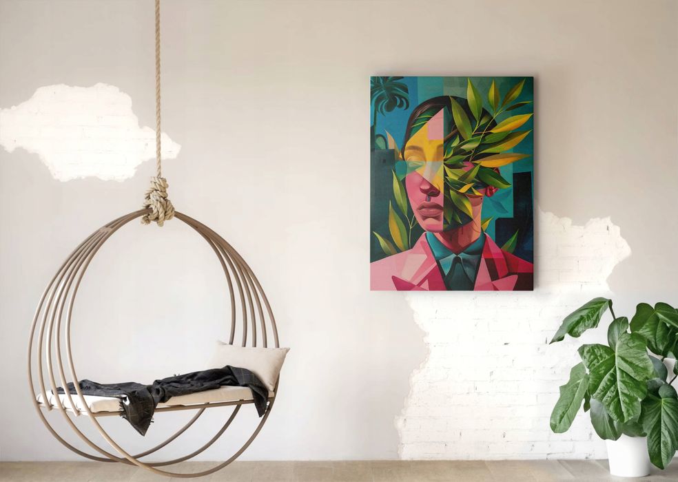 Obraz na płótnie "Kobieta roślin w abstrakcji" 45x60 cm