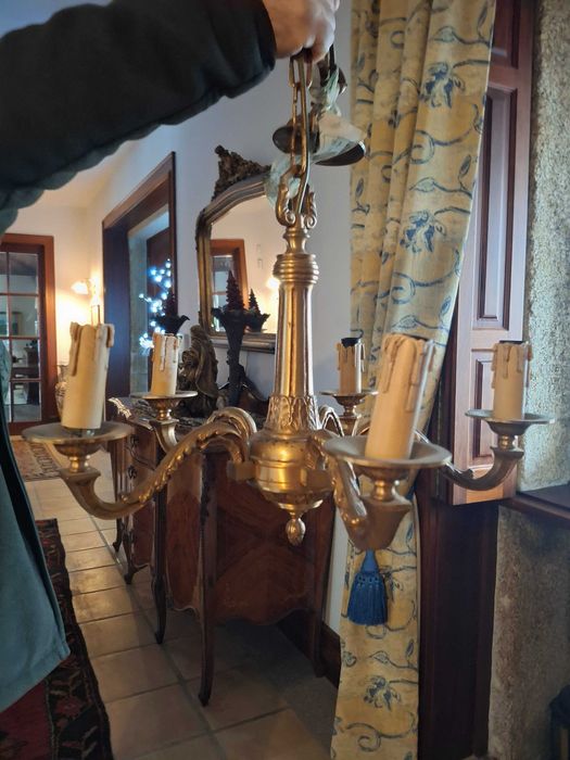 candeeiro 5 braços em bronze