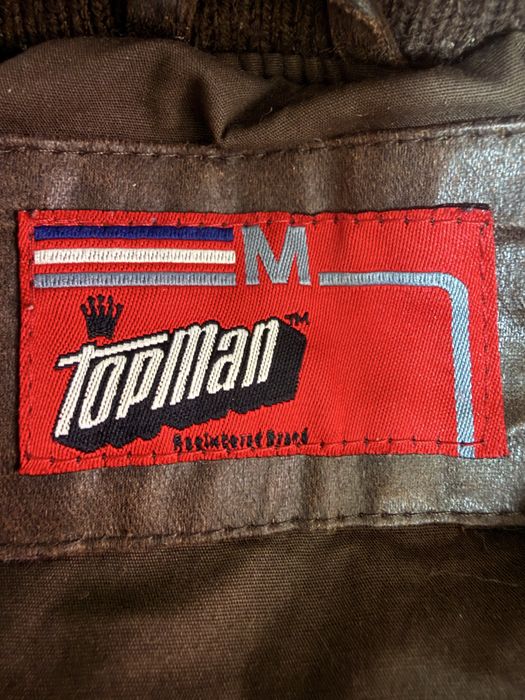 Topman Vintage Distressed Faux Leather Jacket – Brown