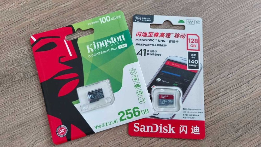 Карти пам'яті Kingstone,SanDisk 128 та 256 гб.