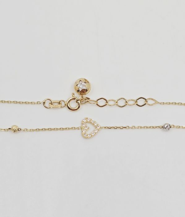 Złota bransoletka z sercem próba 585 14k