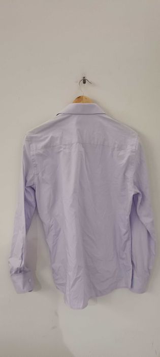 Casualowa koszula męska z długim rękawem M (medium) bawełniana liliowa