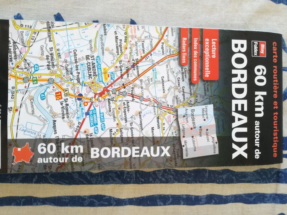 60 km à volta de Bordeaux - carte routiere et touristique