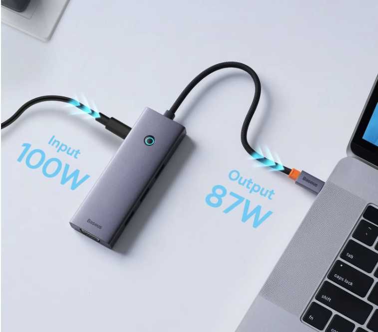 Хаб/док стація Baseus usb hub 7 в 1 - 2 HDMI 4K 60Hz /VGA/PD (21712)