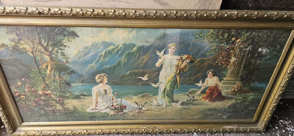 Stary obraz w drewnianej ramie-Hans Zatzka