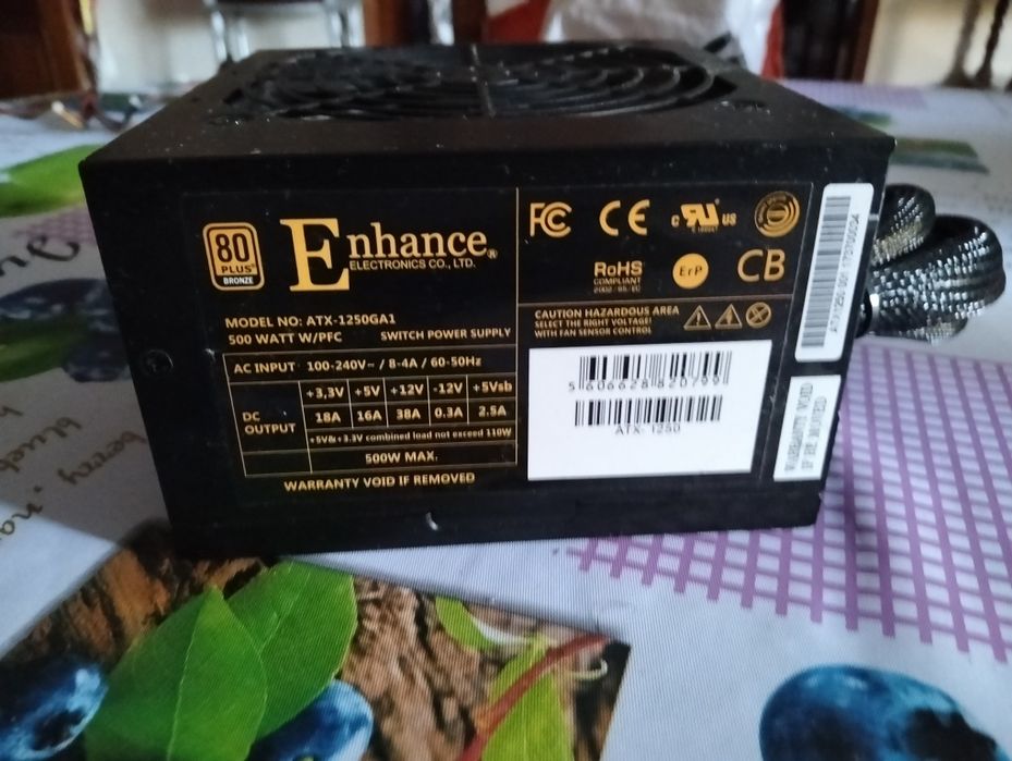 Fonte de Alimentação Industrial Enhance ATX-1250GA1 500W (Impecável)