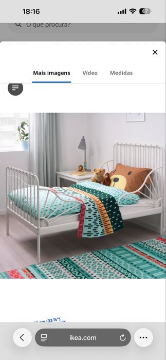 Cama c Colchão Criança Extensível Ikea