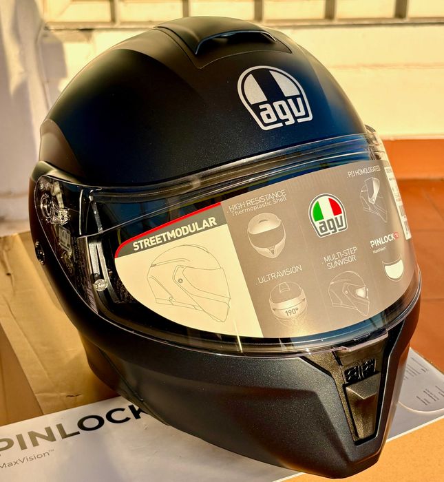 Capacete modular NOVO AGV Streetmodular azul escuro (33% DESCONTO) Tamanho M
