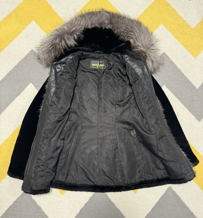 Натуральна шуба полушубок мутон чорнобурка