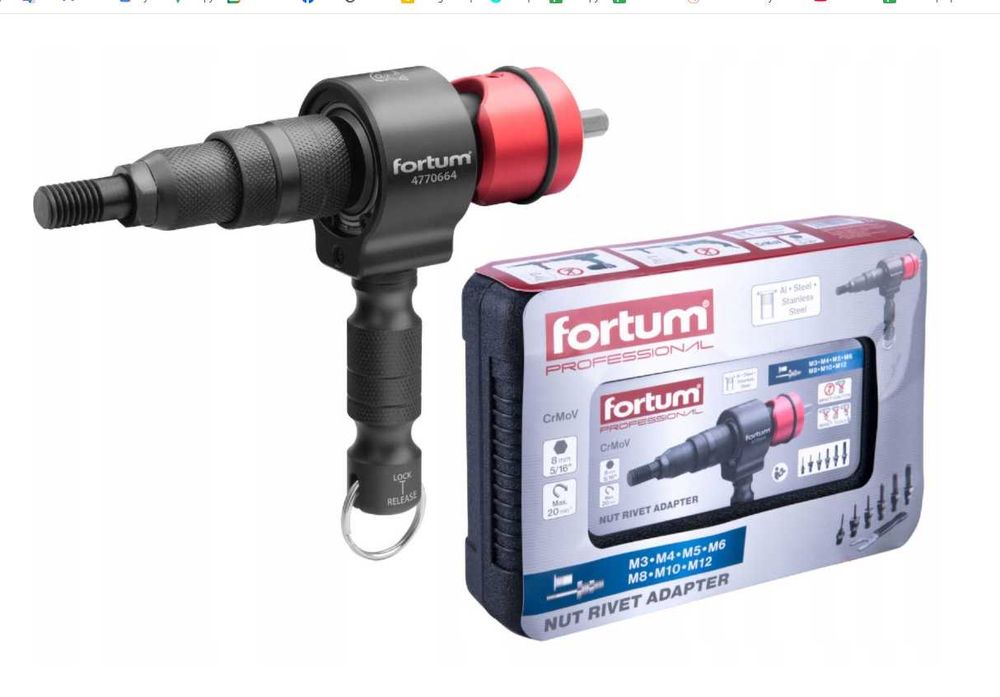 PROFESJONALNA Nitownica do nitonakrętek FORTUM - na wkrętarkę