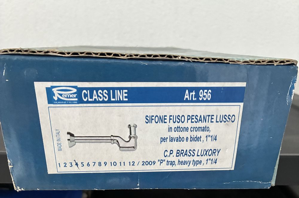 Sifão Lavatório Bidé Latão Cromado Pesado Remer Art. 956 - 1"1/4 - Novo