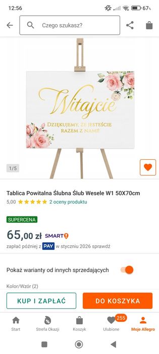 Ślubna tablica powitalna