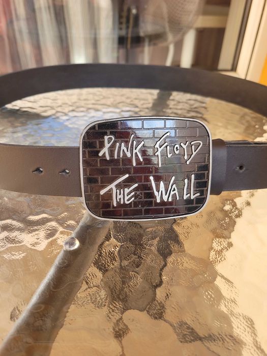 Czarny męski skórzany pasek Pink Floyd The Wall