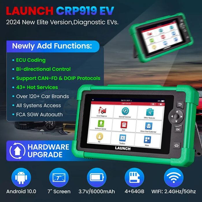 Máquina Diagnóstico OBD2 Eléctricos Launch CRP919 EV 2A actualizaçãoes