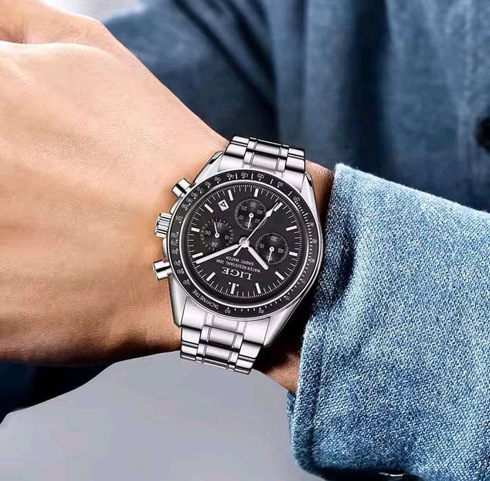 Кварцовий чоловічий годинник Lige. Мілітарі. Спорт Японський механізм