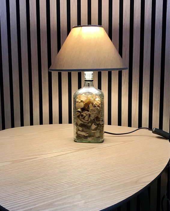 Candeeiro mesa Garrafa Licor luz Led Calida recheio Sachet