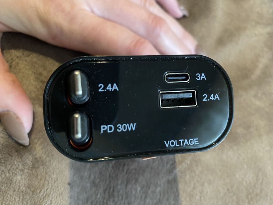 Авто зарядка 30W PD +висувні кабел лайтинг швидка зарядка