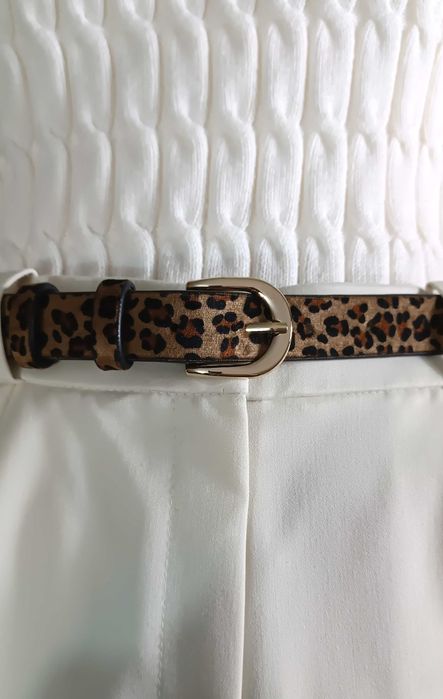 Skórzany Pasek wzór Panterka Damski