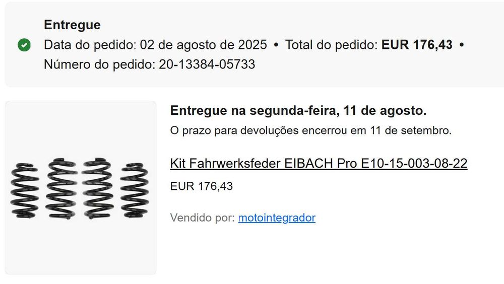 Molas Eibach Pro Kit /Audi A4 - B6,B7 (praticamente novas) E10-15-003-08-22