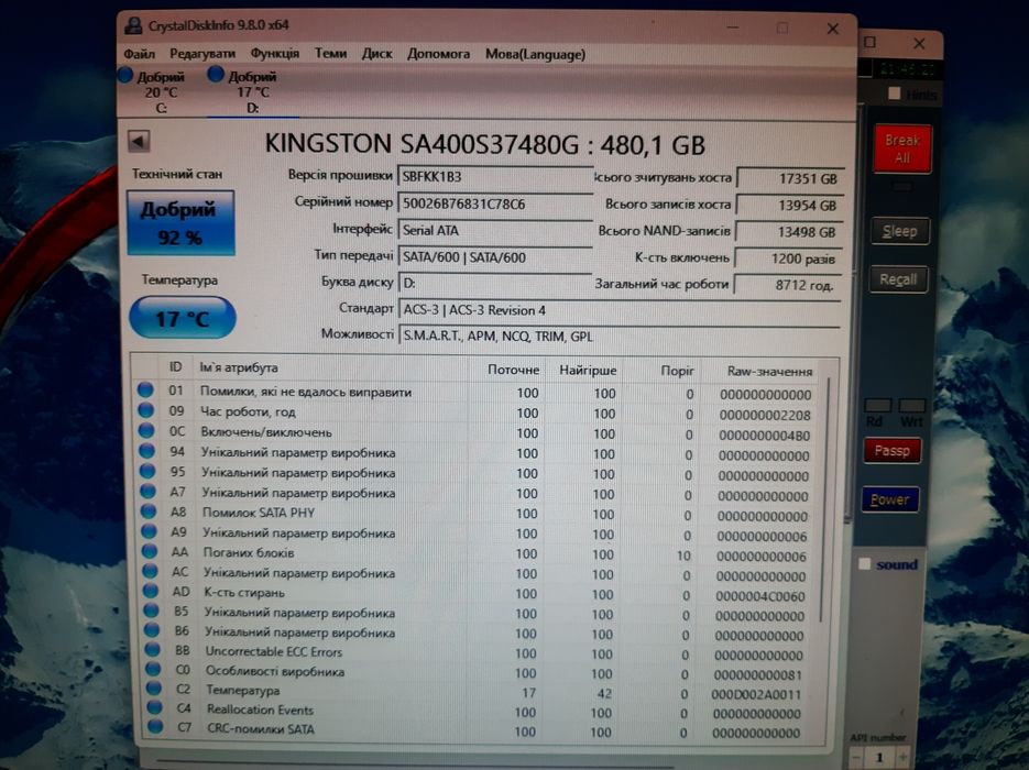 Ssd диск Kingston SA400S37/480G