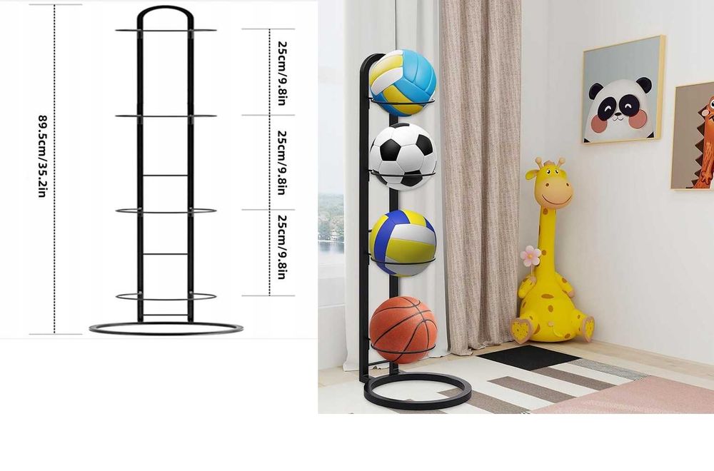 Wyprzedaż->Stojak na 4 piłki ORGANIZER PRZECHOWYWANIE PIŁEK 85,9 CM