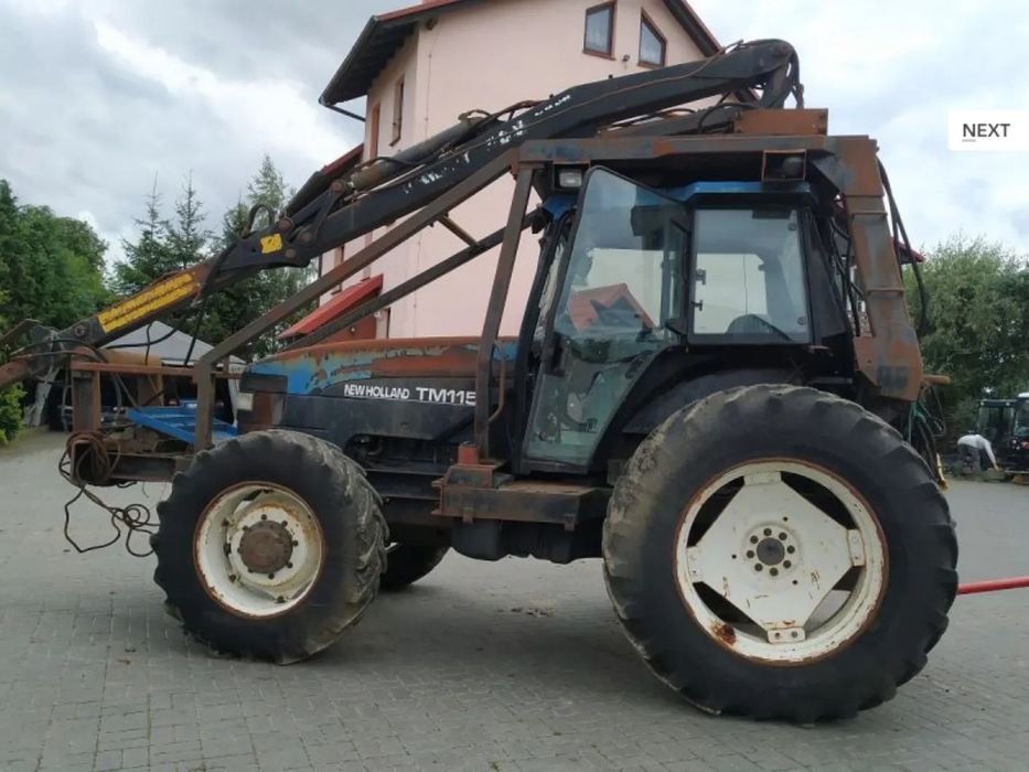 New Holland TM 115 TM115 + HDS/dźwig + chwytak + przyczepa ciągnik lesny / rolniczy  New Holland TM115 z przyczepą dźwigiem i chwytakiem