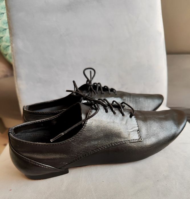 Buty klasyczne sznurowane skórzane  półbuty oksfordzki płaskie