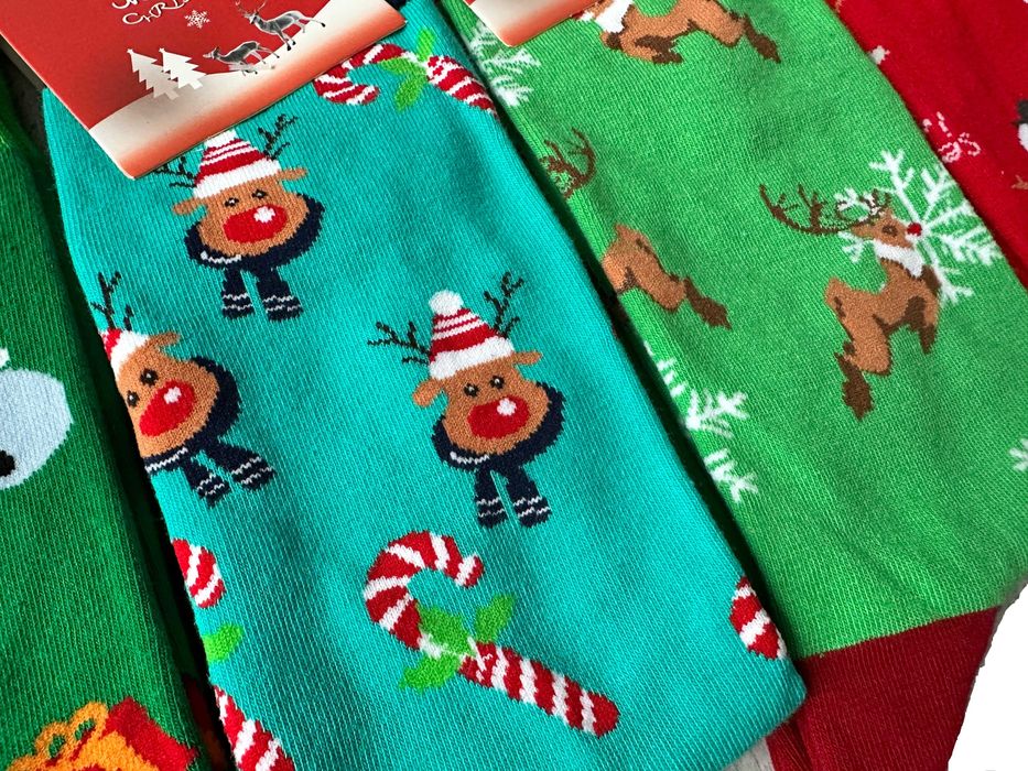 4x Skarpety świąteczne skarpetki mikołaj śmieszne renifer bałwan 38-45