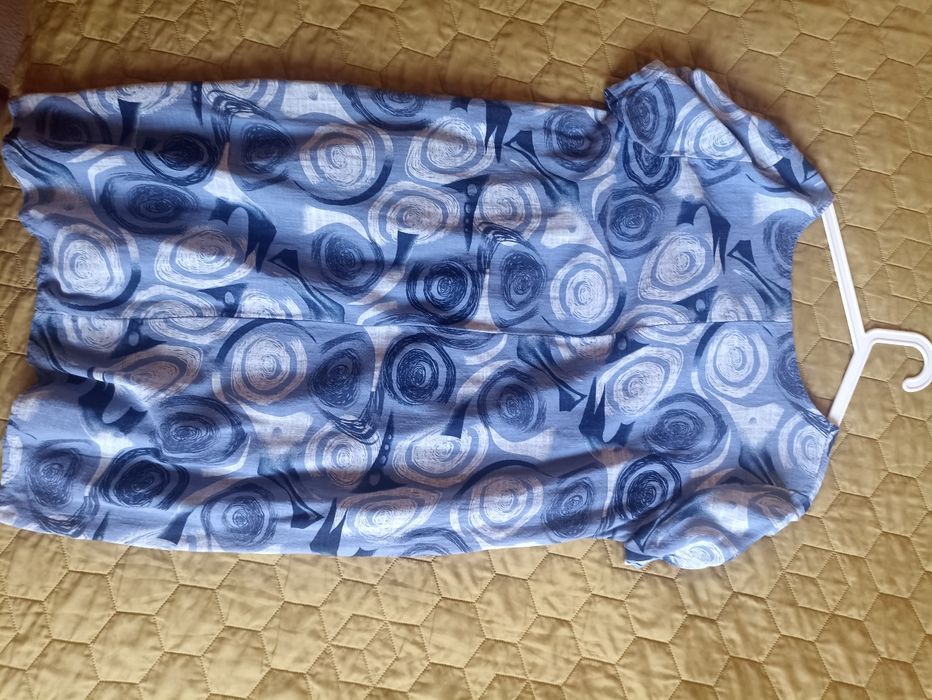 Grecka sukienka oversize len rozmiar M niebieska