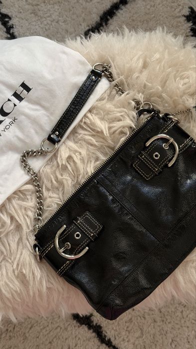 Вінтажна сумка клатч Coach лакова шкіра чорна