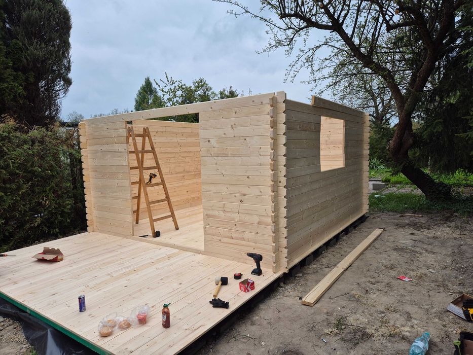 Od RĘKI domek letniskowy z tarasem*6m x 4m*24m*ściany z balika aż 34mm