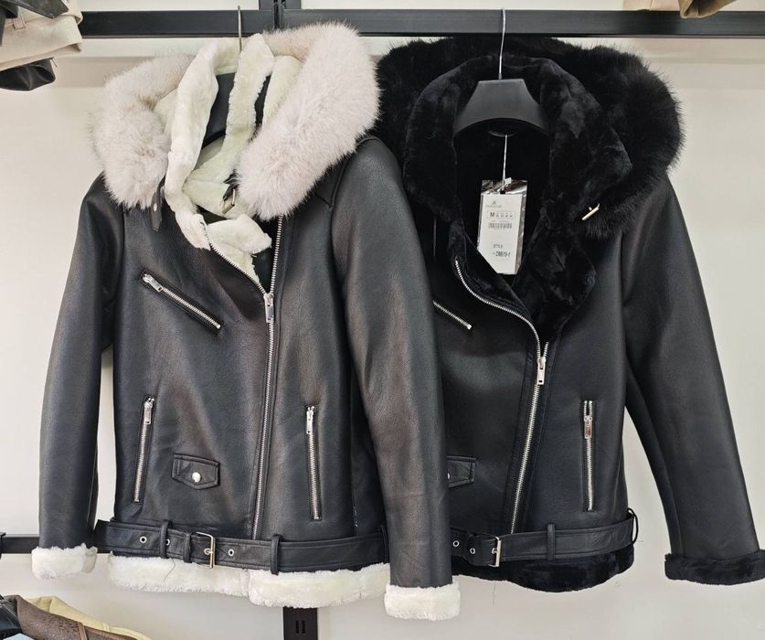 Жіноча дублянка подовжена з капюшоном