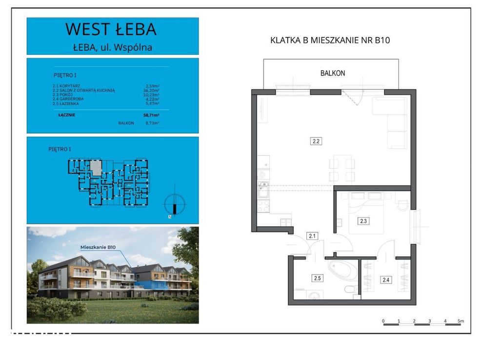 2-Pok. Nadmorski Apartament z Balkonem