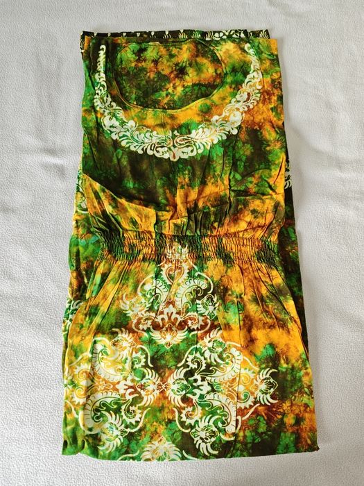 Vestido Longo Boho / Kaftan de Algodão (Tailândia) – Tamanho Único (Como Novo)